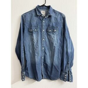 Levi’s Men’s Denim Pearl Snap Long Sleeve Shirt Blue Size S Modern